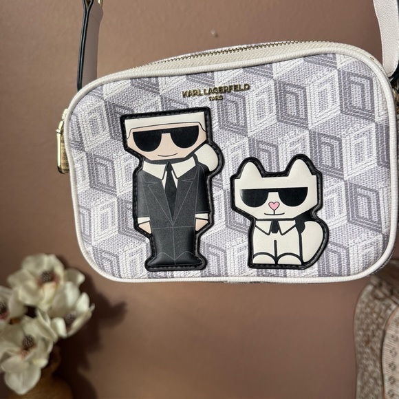 Karl Lagerfeld Black and White Belt Bag